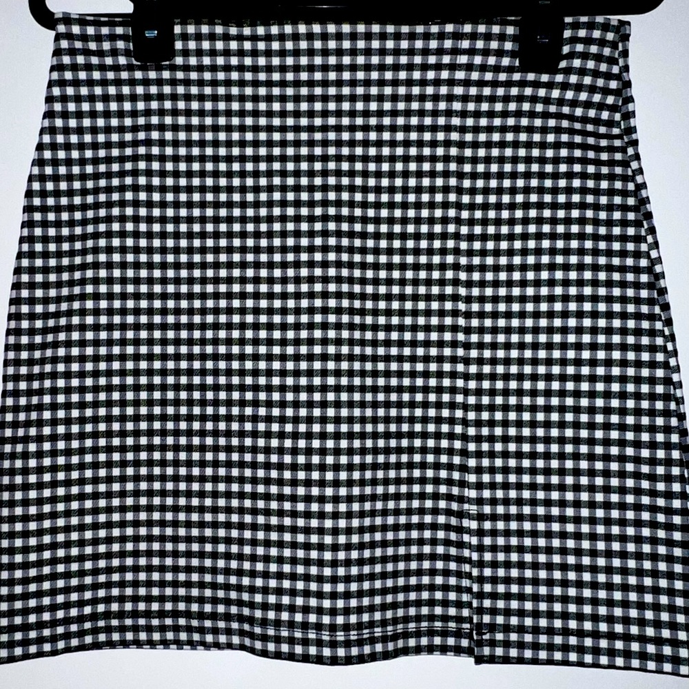Black and white plaid mini skirt